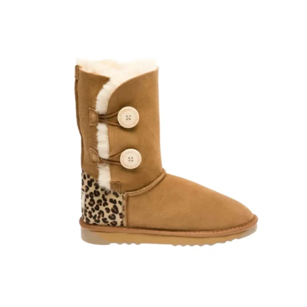 2 Button Cheetah Print Heel Ugg Boots Australian Leather Chest
