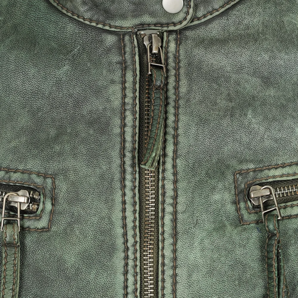 Gina Ladies Leather Jacket Australian Leather OLIVE GREEN 3