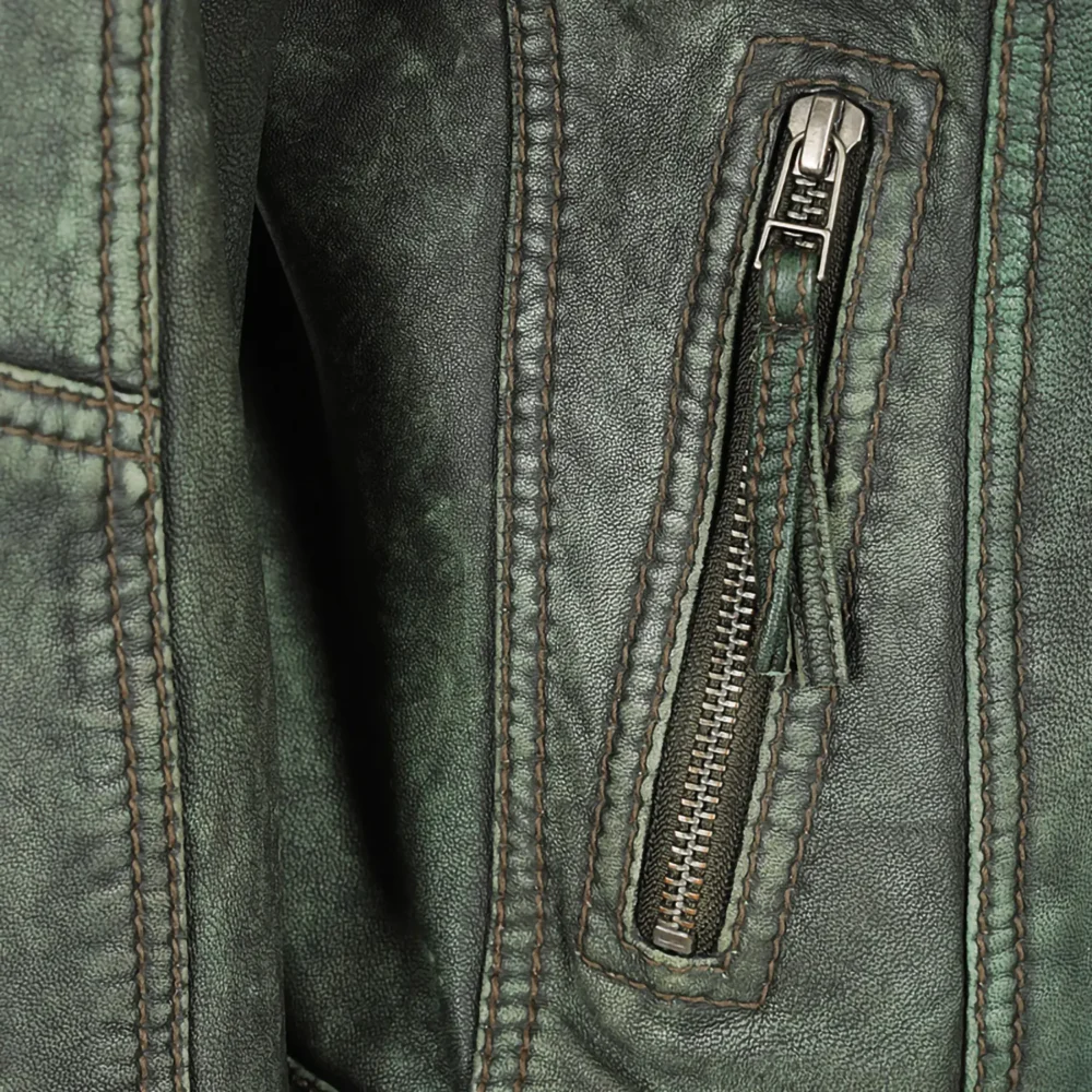 Gina Ladies Leather Jacket Australian Leather OLIVE GREEN 4