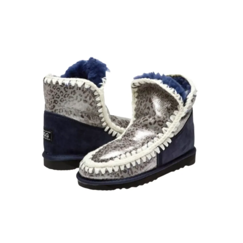 Igloo Leopard Shimmer Print Mini Uggs Navy