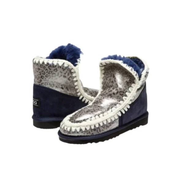 Igloo Leopard Shimmer Print Mini Uggs Navy