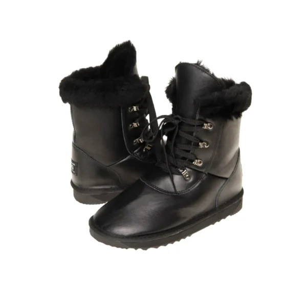 Napa Lace Uggs Unisex Premium Double Face Sheepskin Leather Black