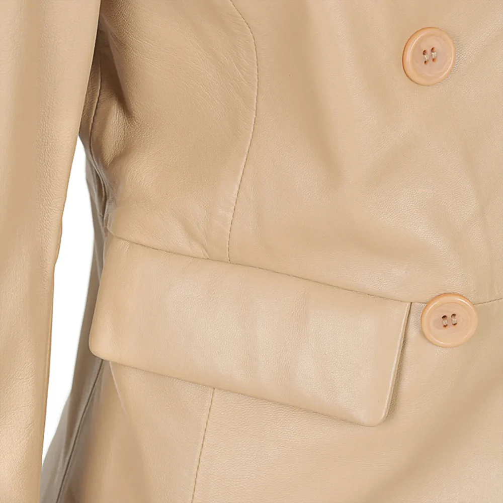 Barbara Ladies Leather Jacket Australian Leather BEIGE3