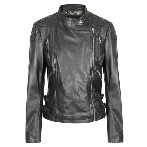 Hustler Ladies Leather Jacket Australian Leather BLACK1