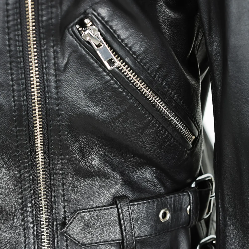 Hustler Ladies Leather Jacket Australian Leather BLACK4
