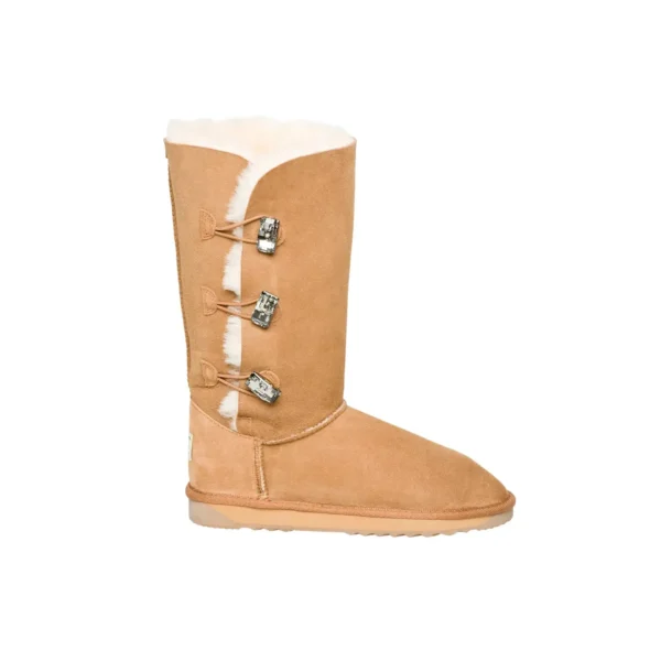 3 Button Ugg Boots With Chessboard Swarovski Elements Chestnut
