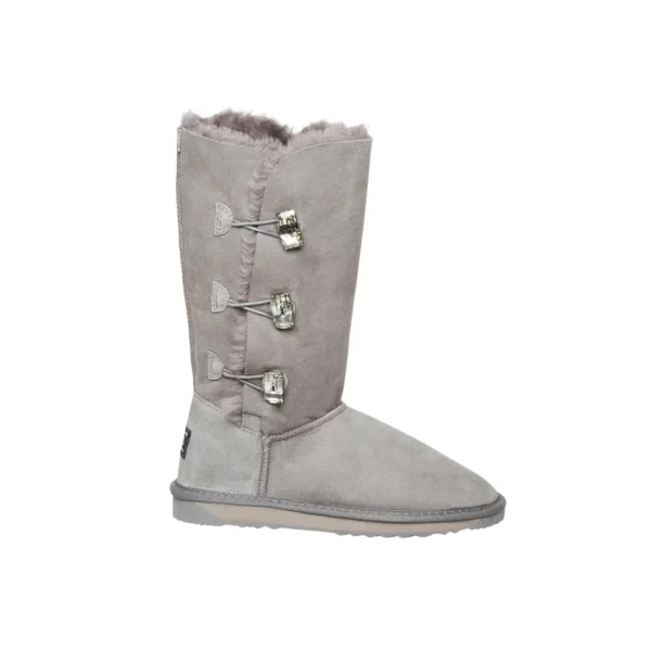 3 Button Ugg Boots With Chessboard Swarovski Elements Grey