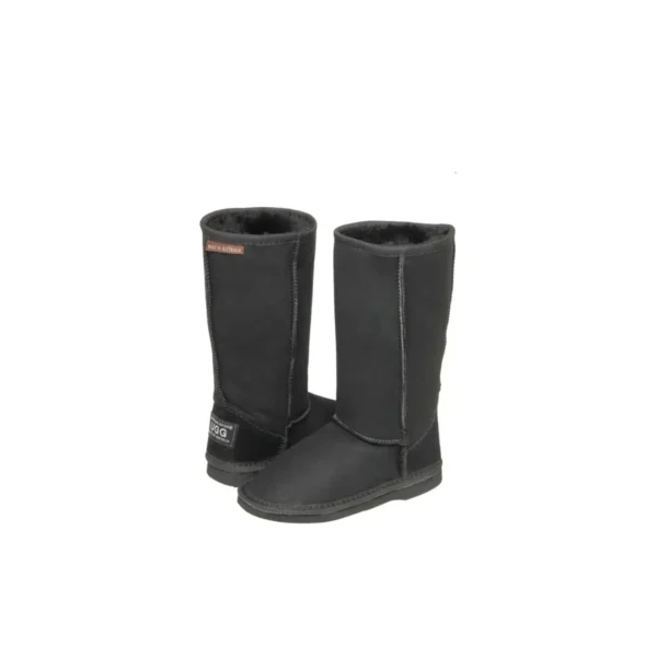 Classic Tall Kids Ugg Boots Premium Double Face Sheepskin Leather Black