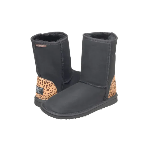 Classic Ugg Boots Leopard Heel Australian Leather Black