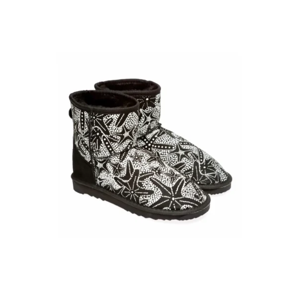 Mini Tribal Print Ugg Boots Australian Leather Black