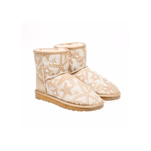 Mini Tribal Print Ugg Boots Australian Leather Natural