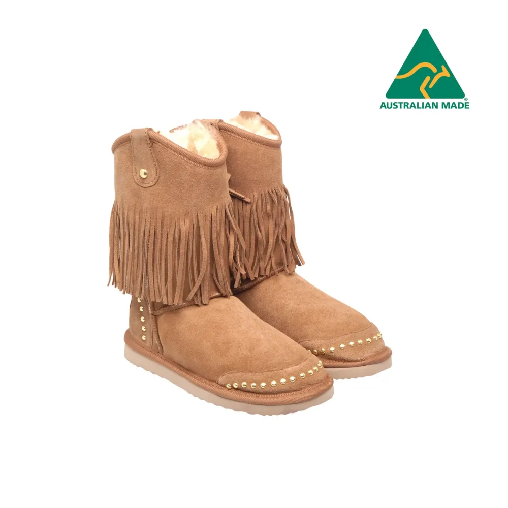 Oxford Ugg Boots Premium Double Face Australian Sheepskin Leather CHESTNUT