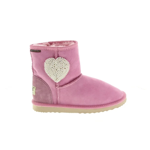 Pearl Heart Mini Ugg Boots Australian Leather O.pink