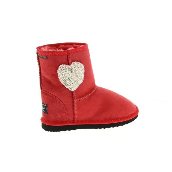 Pearl Heart Mini Ugg Boots Australian Leather Ruby