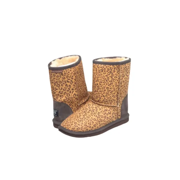 Short Leopard Print Ugg Boots Australian Leather Chocolate