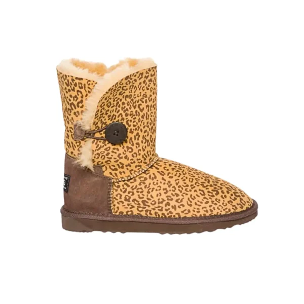 Single Button Leopard Print Ugg Boots