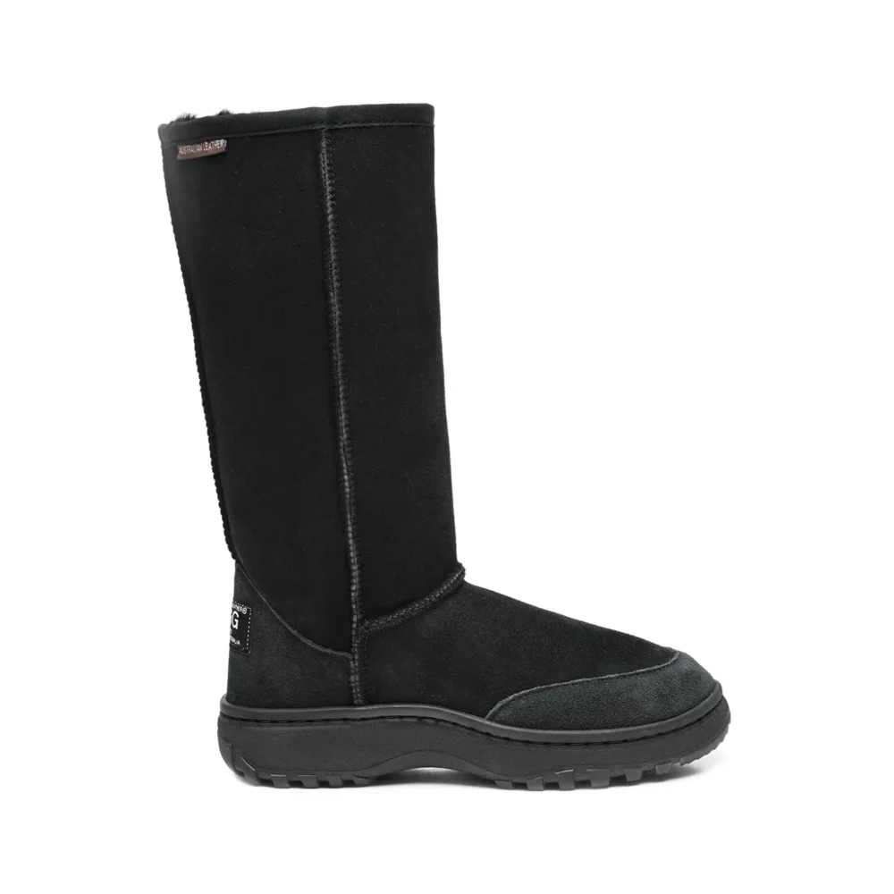 Tall Unisex Outdoor Ugg Boots Australian Leather Black