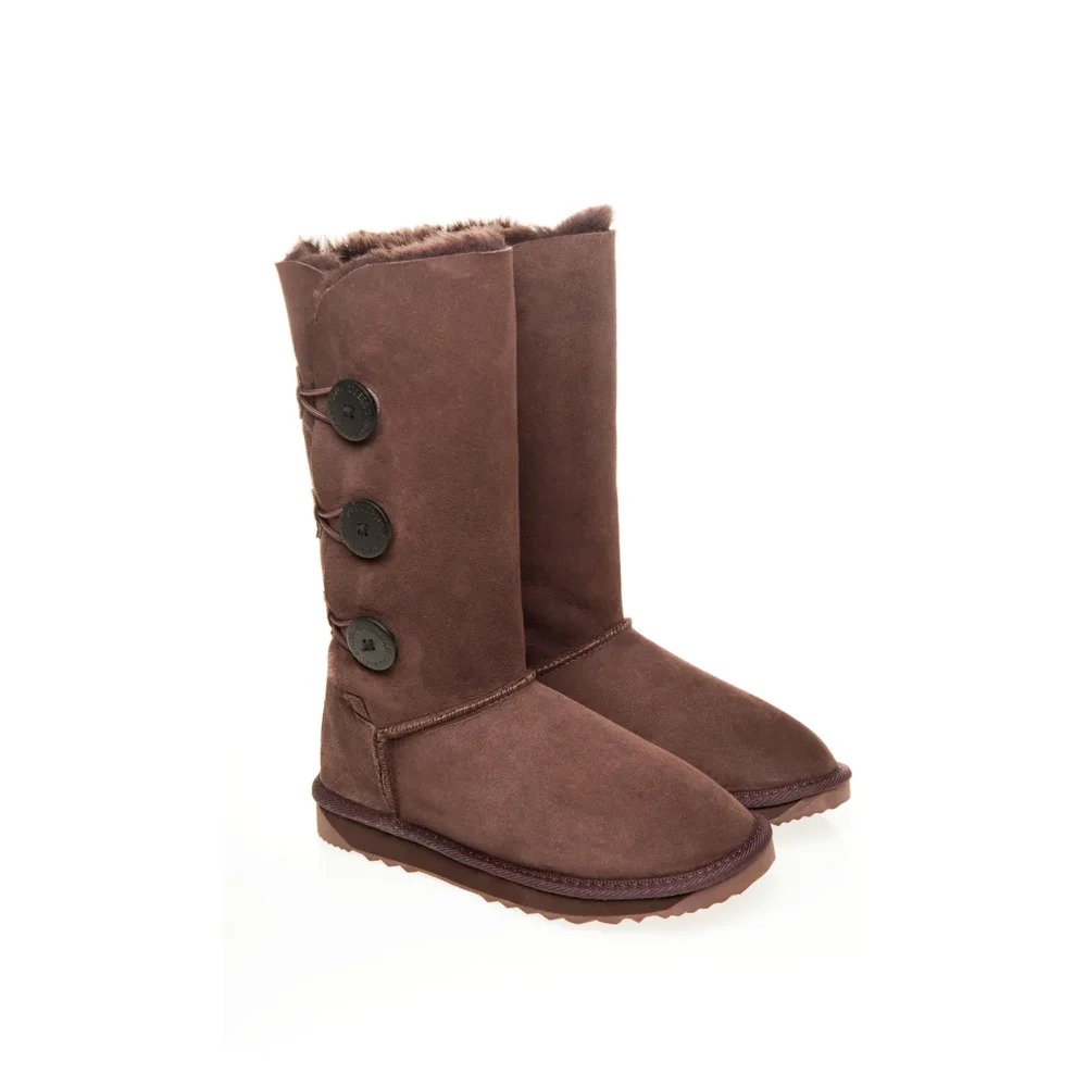 Double Face Sheepskin 3 Button Ugg Boots Australian Leather CHOCOLATE