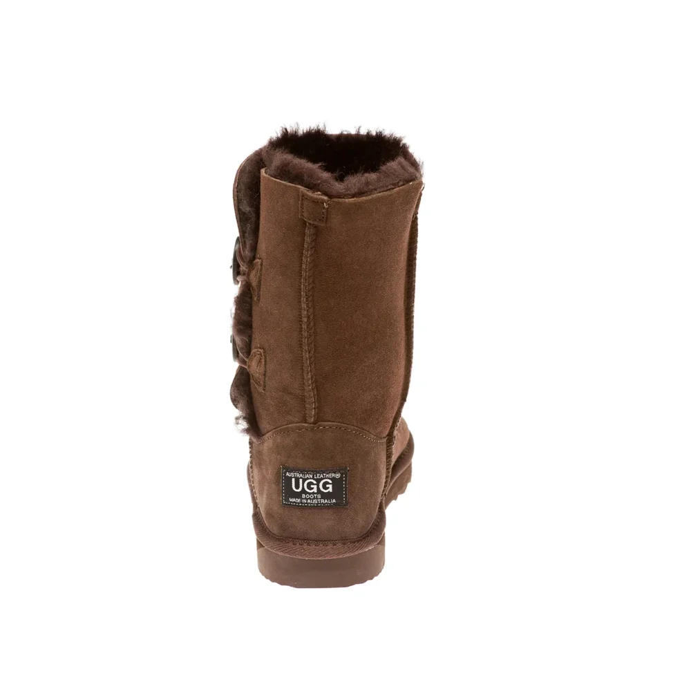 Double Face Sheepskin 3 Button Ugg Boots Australian Leather CHOCOLATE2