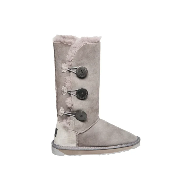 Double Face Sheepskin 3 Button Ugg Boots Australian Leather GREY