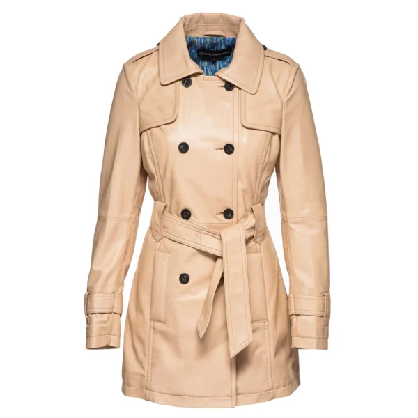 Georgia Ladies Leather Trench Coat Australian Leather TUSCAN BEIGE
