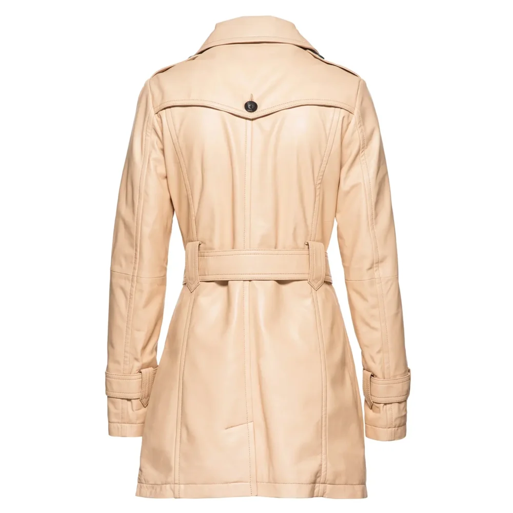 Georgia Ladies Leather Trench Coat Australian Leather TUSCAN BEIGE2