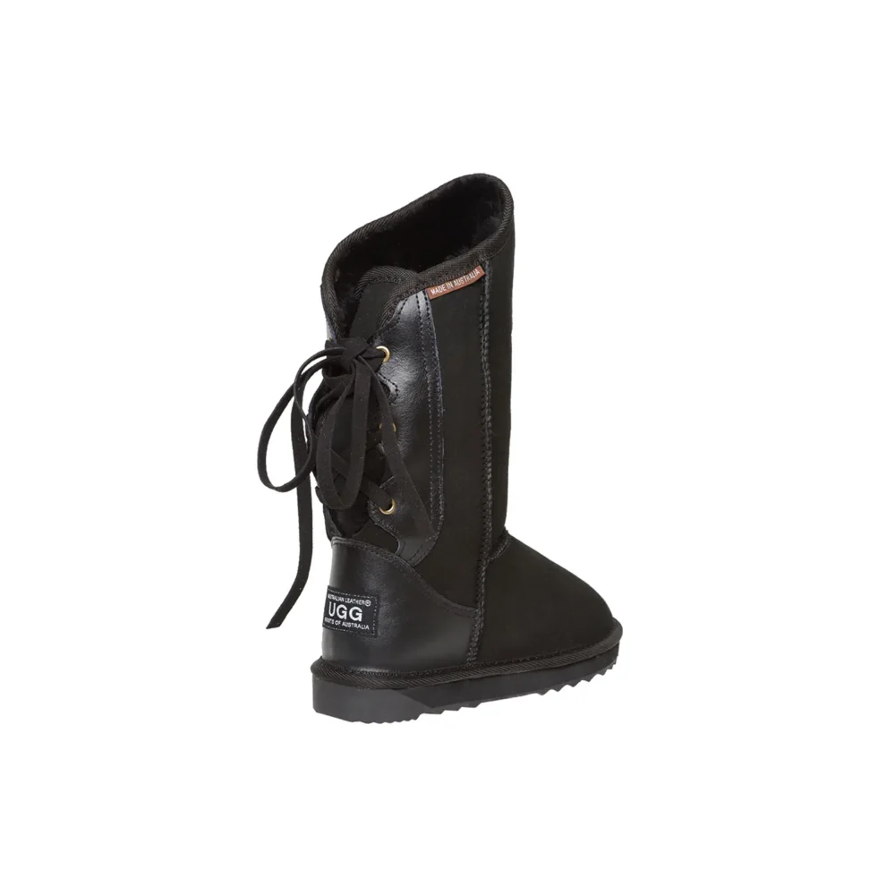 Rocker Ugg Boots Premium Australian Double Face Sheepskin Leather BLACK2