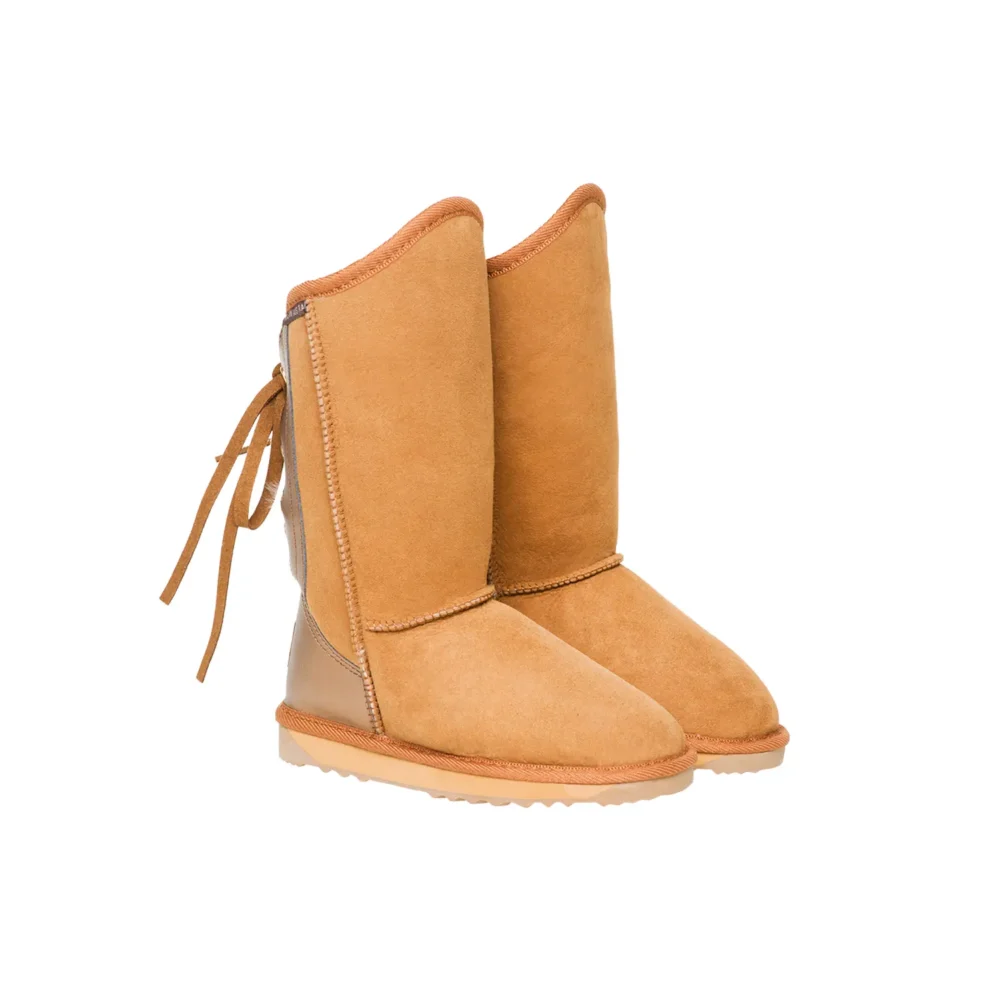 Rocker Ugg Boots Premium Australian Double Face Sheepskin Leather CHESTNUT