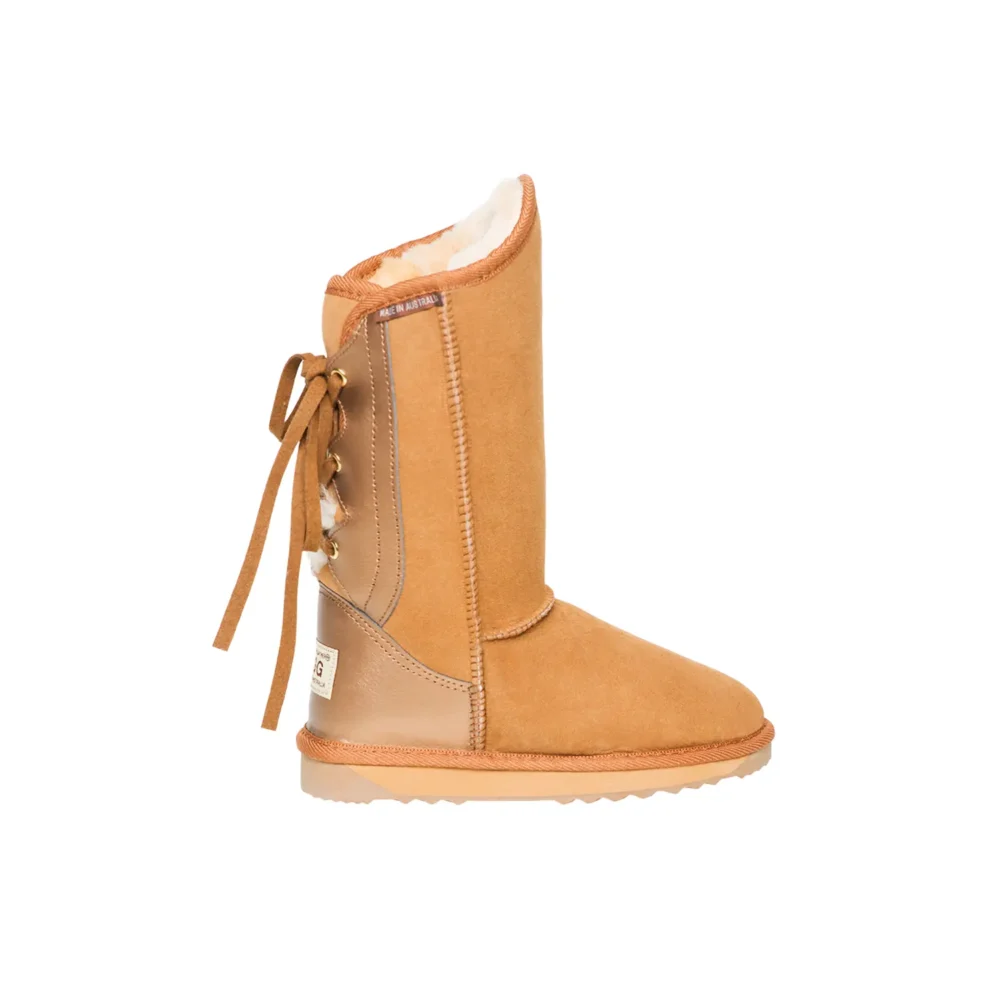 Rocker Ugg Boots Premium Australian Double Face Sheepskin Leather CHESTNUT2