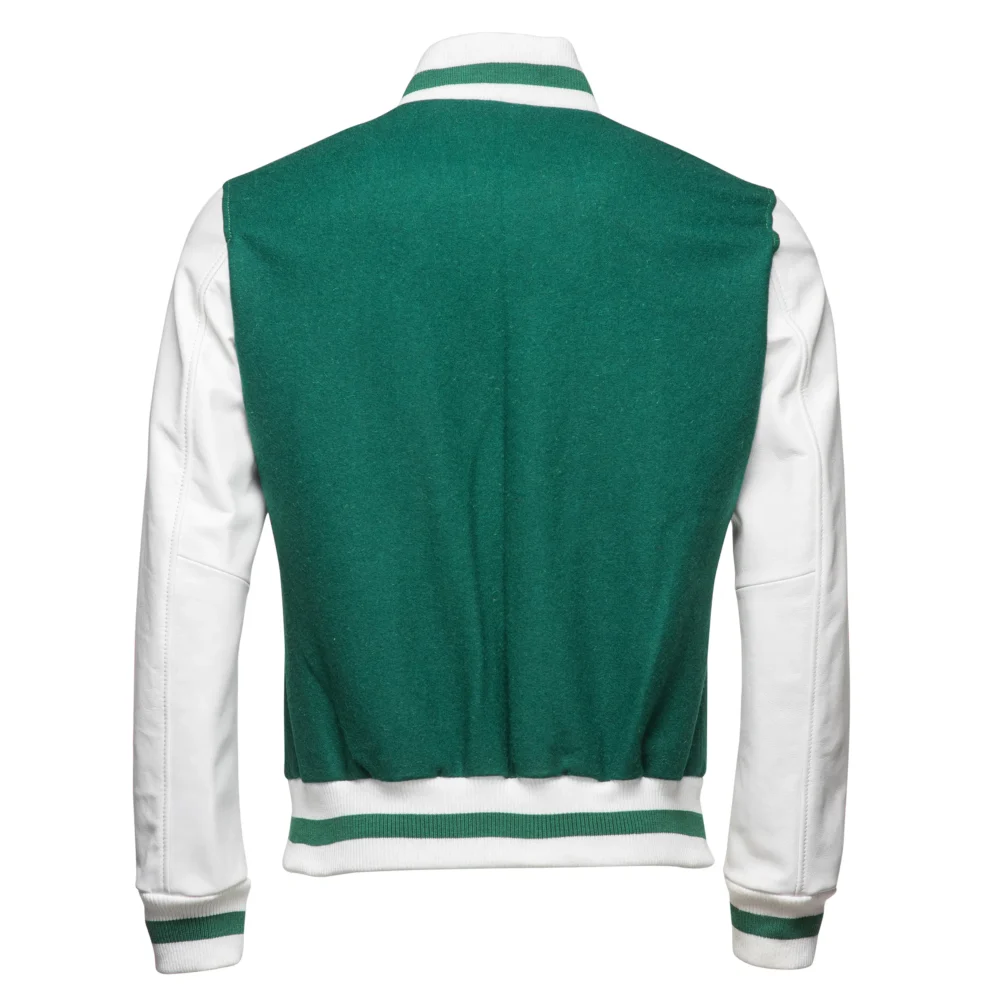 Palmer Baseball Jacket Australian Leather WHITE AND GREEN 2